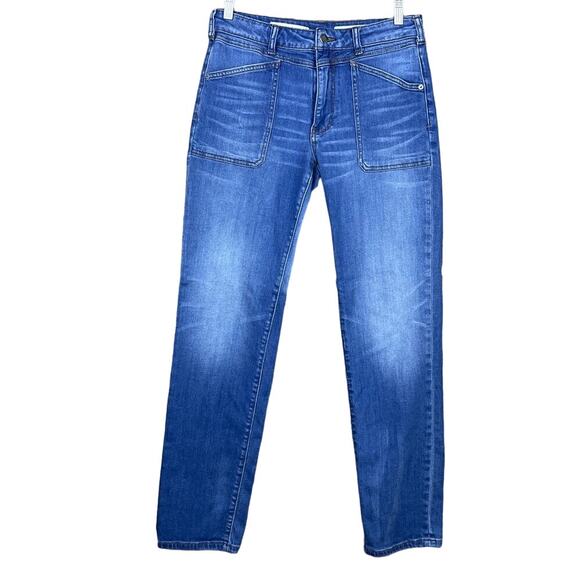 Pilcro And The Letterpress Straight Leg Patch Pocket Jeans Blue Size 28 Tall 28T - Picture 1 of 13